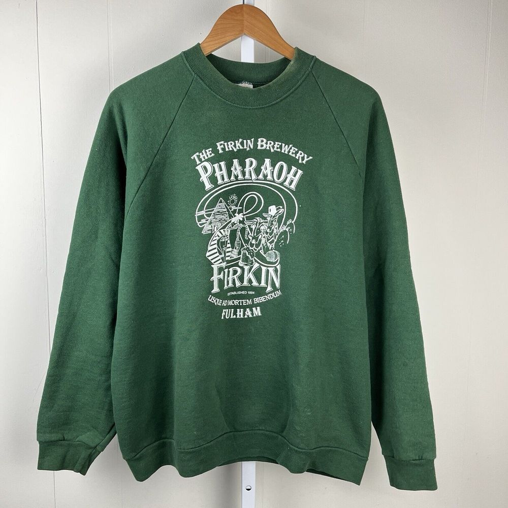 Vintage Screen Stars Crewneck Sweatshirt Adult XL Green FIRKIN BREWERY UK